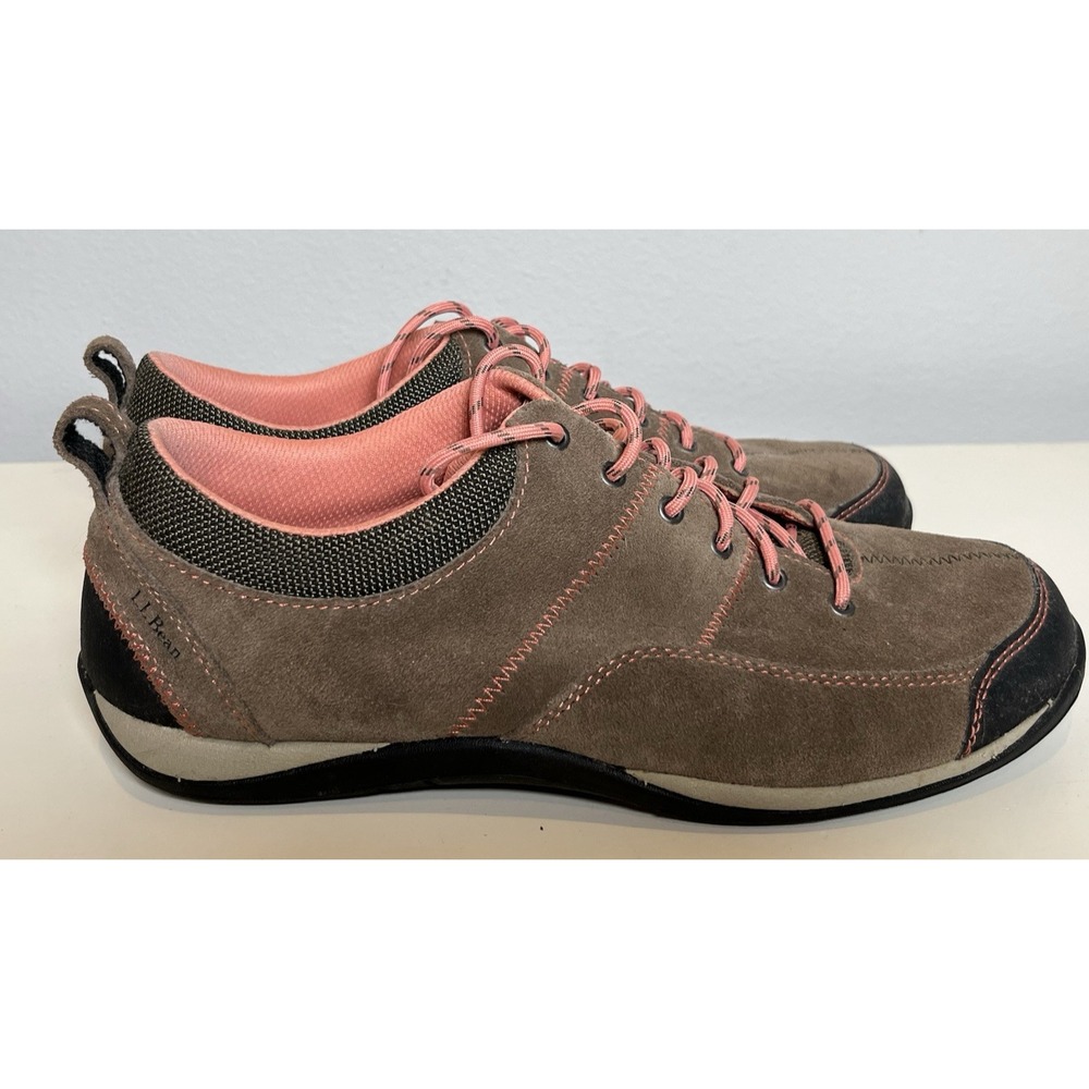 LL Bean Women's BeanSport Brown Suede Lace Up Low Top Sneakers Size 9 Medium - Picture 2 of 10